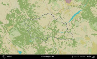Grevena Bölgesel Birimi. Yunanistan 'ın idari alanı Topografik İnsani Stil Haritasında özetlendi
