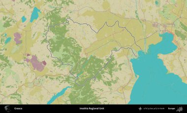 Imathia Bölgesel Birimi. Yunanistan 'ın idari alanı Topografik İnsani Stil Haritasında özetlendi