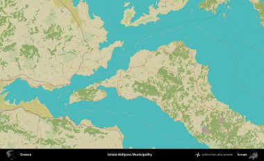 Istiaia-Aidipsos Belediyesi. Yunanistan 'ın Topografik İnsani Stil Haritası İdari Alanı