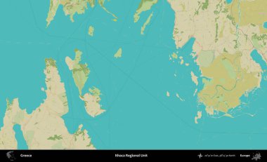Ithaca Bölgesel Birimi. Yunanistan 'ın Topografik İnsani Stil Haritası İdari Alanı