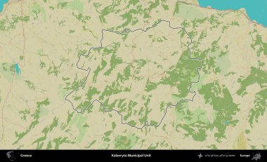 Kalavryta Belediye Birimi. Yunanistan 'ın idari alanı Topografik İnsani Stil Haritasında özetlendi