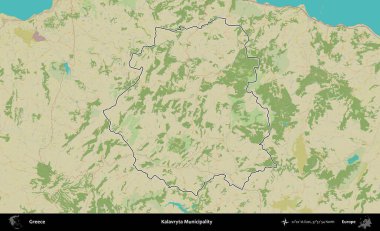 Kalavryta Belediyesi. Yunanistan 'ın idari alanı Topografik İnsani Stil Haritasında özetlendi