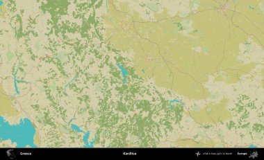 Karditsa. Yunanistan 'ın Topografik İnsani Stil Haritası İdari Alanı