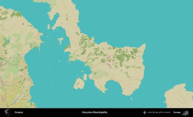 Karystos Belediyesi. Yunanistan 'ın Topografik İnsani Stil Haritası İdari Alanı