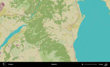 Katerini. Yunanistan 'ın Topografik İnsani Stil Haritası İdari Alanı