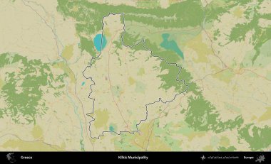 Kilkis Belediyesi. Yunanistan 'ın idari alanı Topografik İnsani Stil Haritasında özetlendi