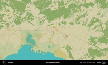 Komotini Belediyesi. Yunanistan 'ın Topografik İnsani Stil Haritası İdari Alanı