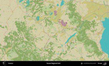 Kozani Bölgesel Birimi. Yunanistan 'ın Topografik İnsani Stil Haritası İdari Alanı