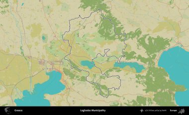 Lagkadas Belediyesi. Yunanistan 'ın idari alanı Topografik İnsani Stil Haritasında özetlendi
