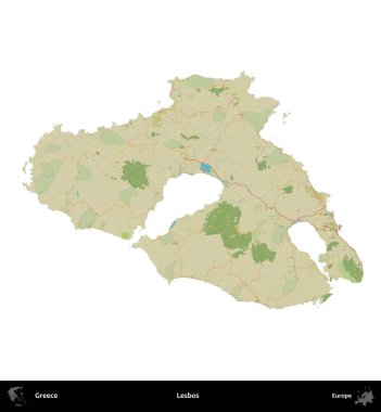 Lezbiyenler. Yunanistan 'ın idari bölgesi Topografik İnsani Stil Haritasında beyaza izole edildi