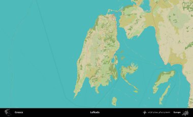 Lefkada. Yunanistan 'ın Topografik İnsani Stil Haritası İdari Alanı