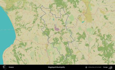Megalopoli Belediyesi. Yunanistan 'ın idari alanı Topografik İnsani Stil Haritasında özetlendi