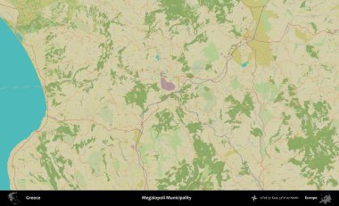 Megalopoli Belediyesi. Yunanistan 'ın Topografik İnsani Stil Haritası İdari Alanı