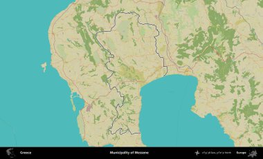 Messene Belediyesi. Yunanistan 'ın idari alanı Topografik İnsani Stil Haritasında özetlendi