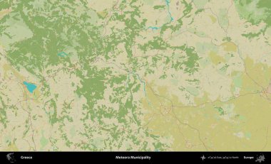 Meteora Belediyesi. Yunanistan 'ın Topografik İnsani Stil Haritası İdari Alanı