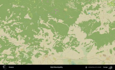 Myki Belediyesi. Yunanistan 'ın Topografik İnsani Stil Haritası İdari Alanı