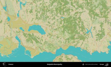Nafpaktia Belediyesi. Yunanistan 'ın Topografik İnsani Stil Haritası İdari Alanı