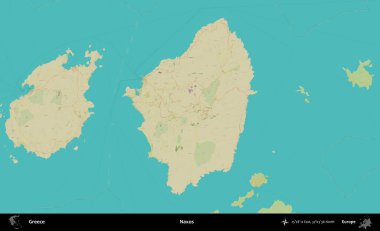 Naxos. Yunanistan 'ın Topografik İnsani Stil Haritası İdari Alanı