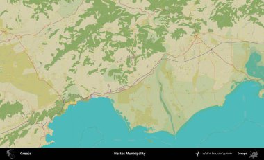 Nestos Belediyesi. Yunanistan 'ın Topografik İnsani Stil Haritası İdari Alanı