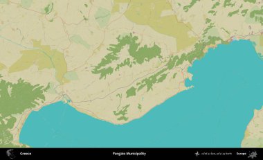 Pangaio Belediyesi. Yunanistan 'ın Topografik İnsani Stil Haritası İdari Alanı