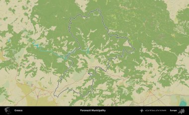 Paranesti Belediyesi. Yunanistan 'ın idari alanı Topografik İnsani Stil Haritasında özetlendi