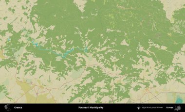 Paranesti Belediyesi. Yunanistan 'ın Topografik İnsani Stil Haritası İdari Alanı