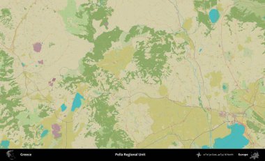 Pella Bölgesel Birimi. Yunanistan 'ın Topografik İnsani Stil Haritası İdari Alanı