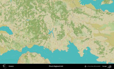 Focis Bölgesel Birimi. Yunanistan 'ın Topografik İnsani Stil Haritası İdari Alanı