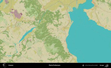 Pieria Bölgesi. Yunanistan 'ın Topografik İnsani Stil Haritası İdari Alanı