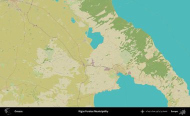 Rigas Feraios Belediyesi. Yunanistan 'ın Topografik İnsani Stil Haritası İdari Alanı