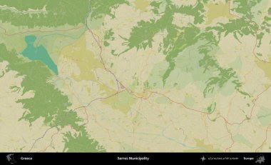 Serres Belediyesi. Yunanistan 'ın Topografik İnsani Stil Haritası İdari Alanı