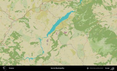 Servia Belediyesi. Yunanistan 'ın Topografik İnsani Stil Haritası İdari Alanı