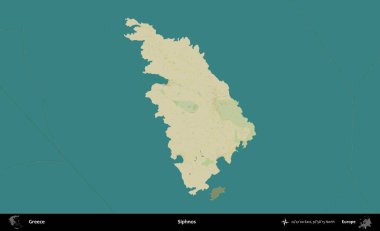 Siphnos. Yunanistan 'ın idari alanı kararmış Topografik İnsani Yardım Stili Haritasında vurgulandı ve özetlendi