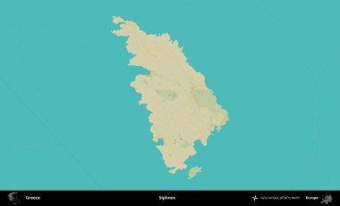 Siphnos. Yunanistan 'ın Topografik İnsani Stil Haritası İdari Alanı