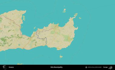 Sitia Belediyesi. Yunanistan 'ın idari alanı Topografik İnsani Stil Haritasında özetlendi