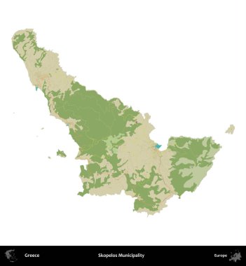 O 'elos Belediyesi. Yunanistan 'ın idari bölgesi Topografik İnsani Stil Haritasında beyaza izole edildi