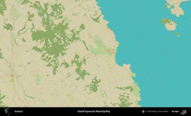 Güney Kynouria Belediyesi. Yunanistan 'ın Topografik İnsani Stil Haritası İdari Alanı