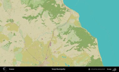 Tempi Belediyesi. Yunanistan 'ın Topografik İnsani Stil Haritası İdari Alanı