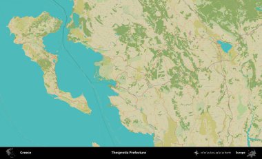 Thesprotia Bölgesi. Yunanistan 'ın Topografik İnsani Stil Haritası İdari Alanı