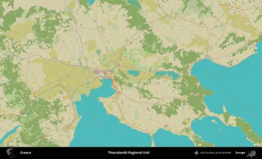 Selanik Bölgesel Birimi. Yunanistan 'ın Topografik İnsani Stil Haritası İdari Alanı