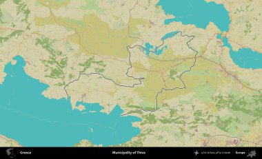 Thiva Belediyesi. Yunanistan 'ın idari alanı Topografik İnsani Stil Haritasında özetlendi