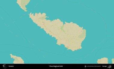 Tinos Bölgesel Birimi. Yunanistan 'ın Topografik İnsani Stil Haritası İdari Alanı
