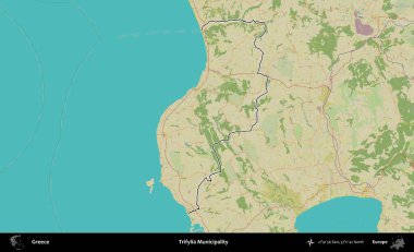 Trifylia Belediyesi. Yunanistan 'ın idari alanı Topografik İnsani Stil Haritasında özetlendi