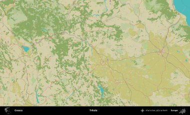 Trikala. Yunanistan 'ın Topografik İnsani Stil Haritası İdari Alanı