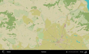 Tyrnavos. Yunanistan 'ın Topografik İnsani Stil Haritası İdari Alanı