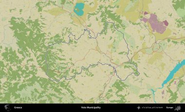Voio Belediyesi. Yunanistan 'ın idari alanı Topografik İnsani Stil Haritasında özetlendi