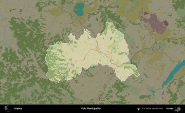 Voio Belediyesi. Yunanistan 'ın idari alanı kararmış Topografik İnsani Yardım Stili Haritasında vurgulandı ve özetlendi