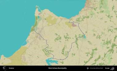 Batı Achaea Belediyesi. Yunanistan 'ın idari alanı Topografik İnsani Stil Haritasında özetlendi