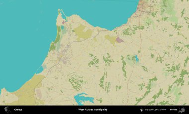 Batı Achaea Belediyesi. Yunanistan 'ın Topografik İnsani Stil Haritası İdari Alanı