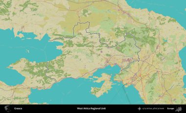 Batı Attica Bölgesel Birimi. Yunanistan 'ın idari alanı Topografik İnsani Stil Haritasında özetlendi